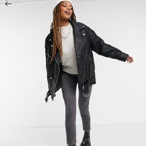 ASOS DESIGN oversized leather look biker jacket